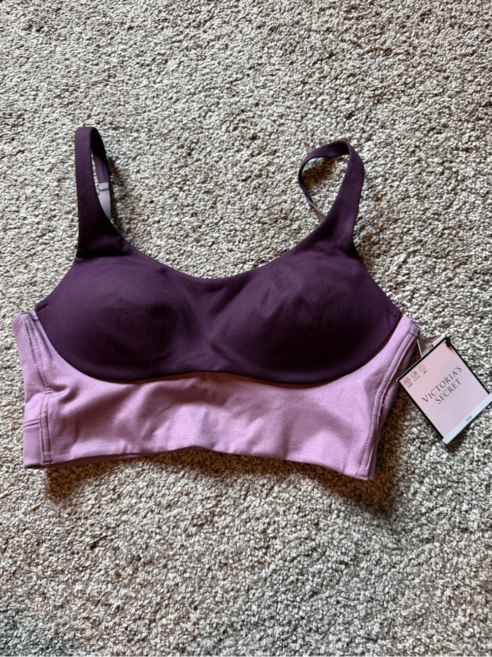 Victoria's Secret Two-Tone Plum and Mauve Wireless Sports Bra